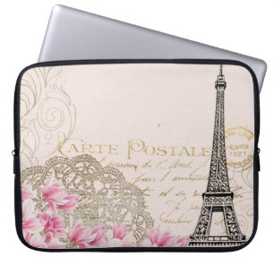 Background vintage eiffel flower laptop sleeve