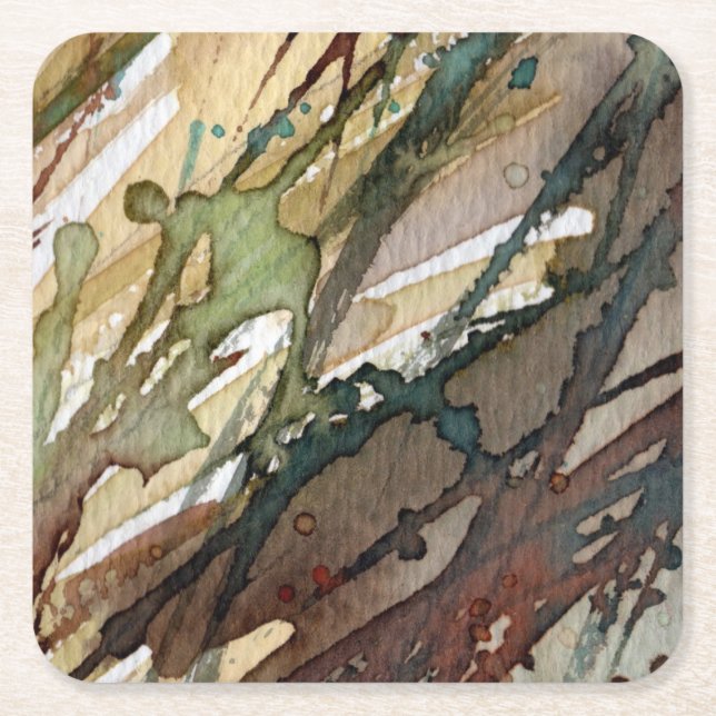 background watercolor 2 square paper coaster (Front)