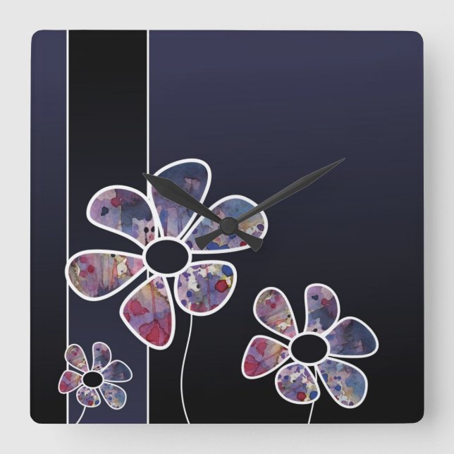background watercolor square wall clock (Front)