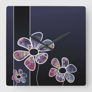 background watercolor square wall clock