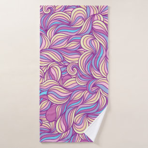 Background with abstract doodle waves bath towel
