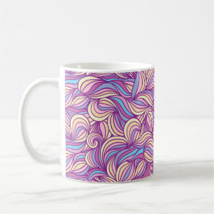 Background with abstract doodle waves coffee mug