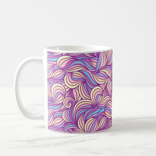 Background with abstract doodle waves  coffee mug (Left)