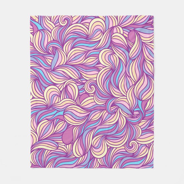 Background with abstract doodle waves  fleece blanket (Front)