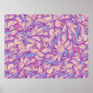 Background with abstract doodle waves poster