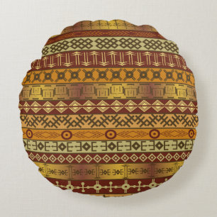 Background with African ethnic motifs Round Cushion