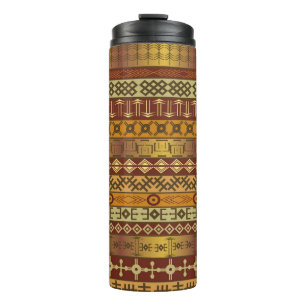 Background with African ethnic motifs Thermal Tumbler