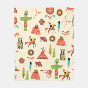 background with American Indians Fleece Blanket