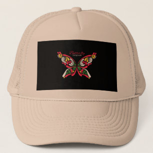 Background with beautiful butterfly. tattoo illust trucker hat
