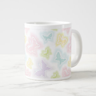Background with butterflies in watercolor large coffee mug