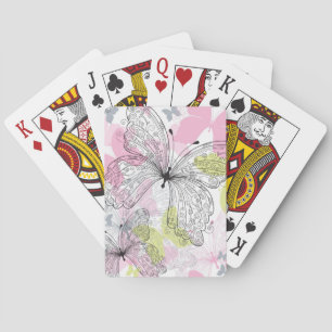 Background with butterfly playing cards