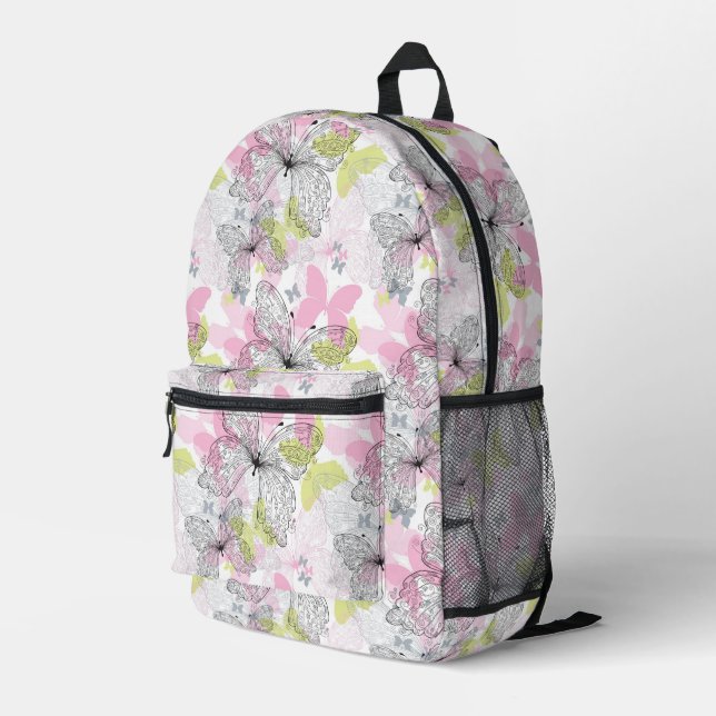 Background with butterfly printed backpack (Back Corner Right)