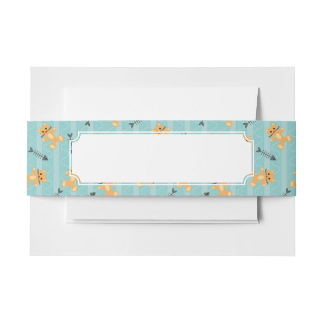 background with cats invitation belly band (Front Example)