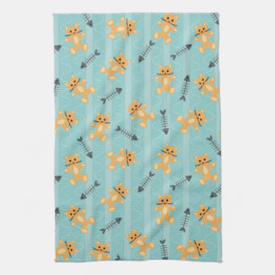 background with cats tea towel