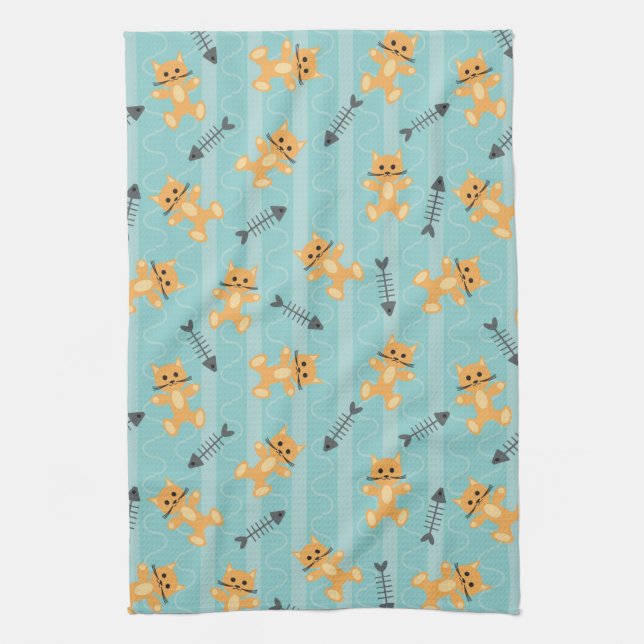 background with cats tea towel (Vertical)