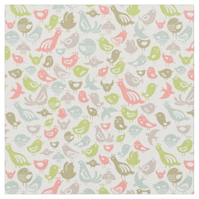 background with colourful birds ornament fabric (Close Up)