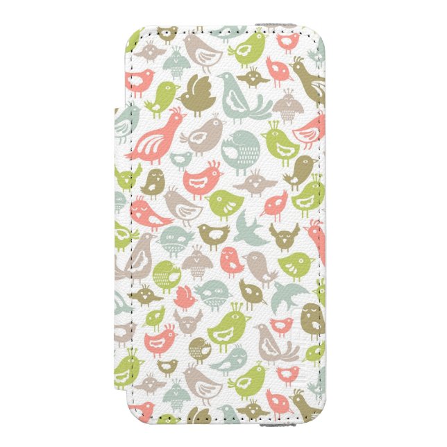 background with colourful birds ornament incipio iPhone wallet case (Folio Front)
