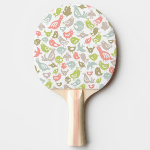 background with colourful birds ornament ping pong paddle