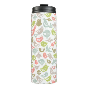 background with colourful birds ornament thermal tumbler