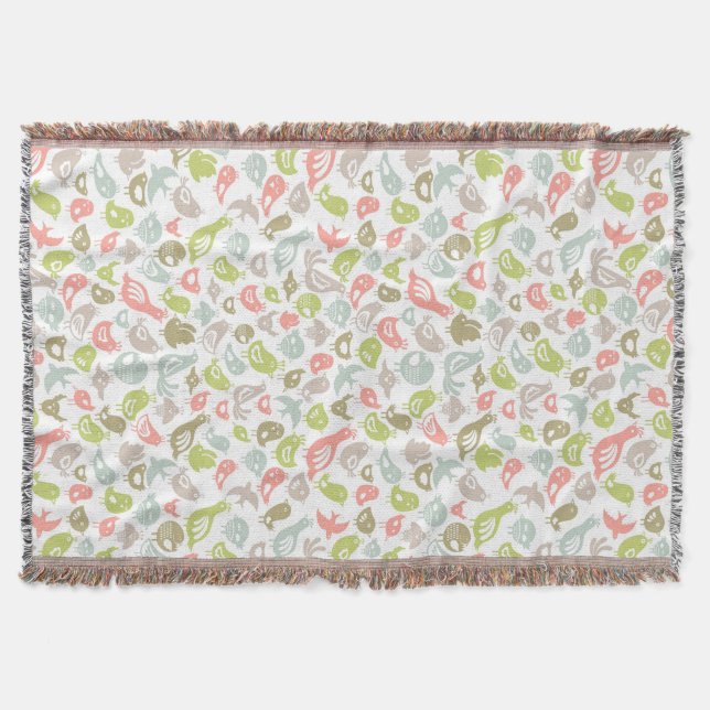 background with colourful birds ornament throw blanket (Front)