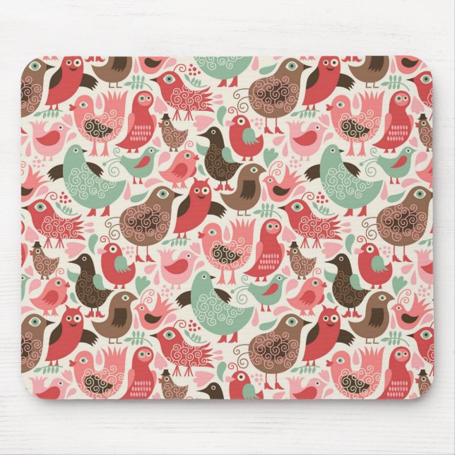 background with cute birds mouse pad (Front)