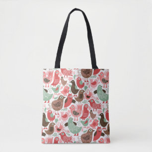 background with cute birds tote bag