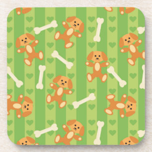 background with dogs and bones coaster