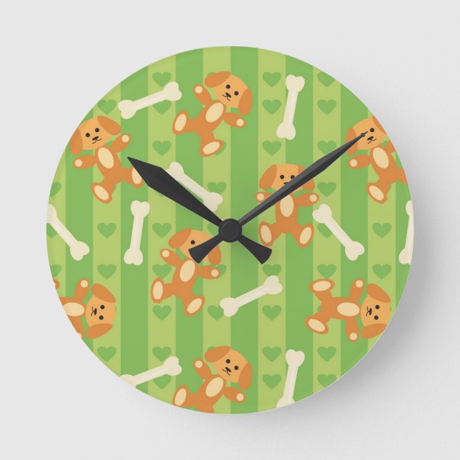 background with dogs and bones round clock (Front)