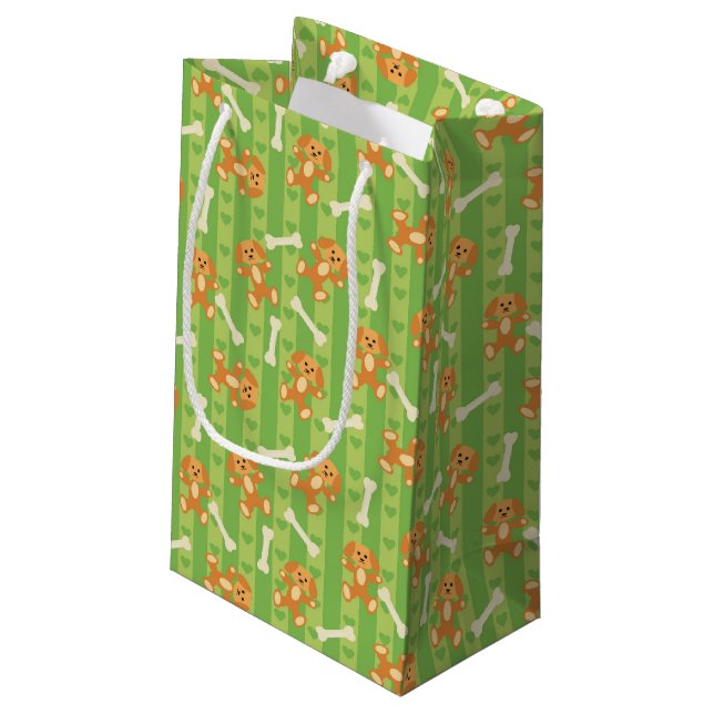 background with dogs and bones small gift bag (Back Angled)