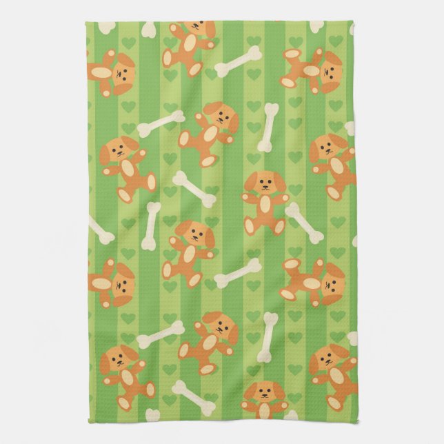 background with dogs and bones tea towel (Vertical)