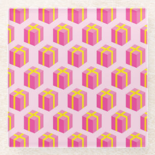 Background with gifts glass coaster