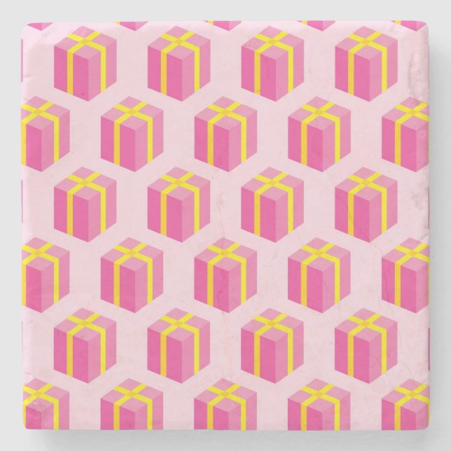 Background with gifts stone coaster (Front)