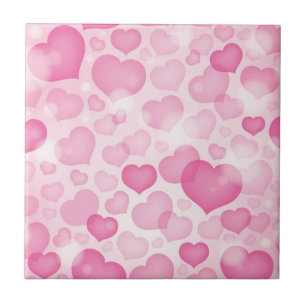 Background with Hearts Ceramic Tile
