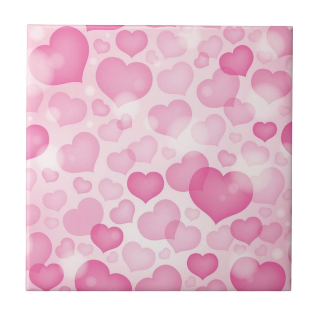 Background with Hearts Ceramic Tile (Front)