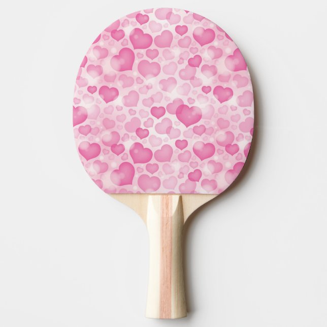 Background with Hearts Ping Pong Paddle (Front)