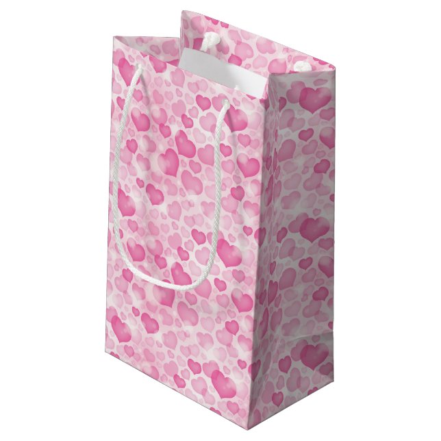 Background with Hearts Small Gift Bag (Back Angled)