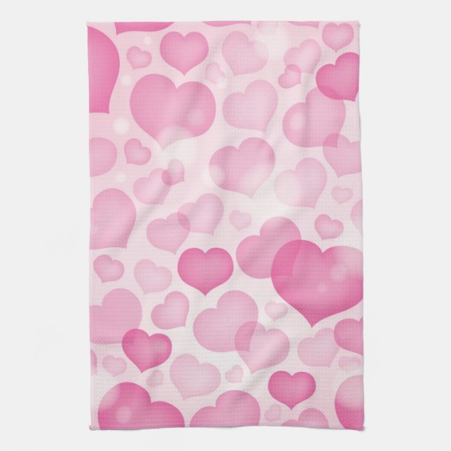 Background with Hearts Tea Towel (Vertical)