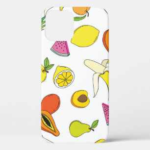 Background with juicy fruits. Seamless fruit patte iPhone 12 Case