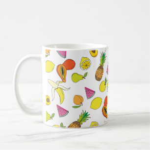 Background with juicy fruits. Seamless fruit patte Coffee Mug