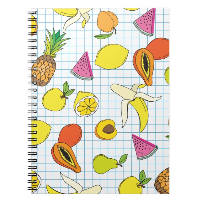 Background with juicy fruits. Seamless fruit patte Notebook (Front)