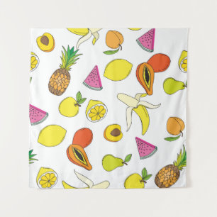 Background with juicy fruits. Seamless fruit patte Tapestry