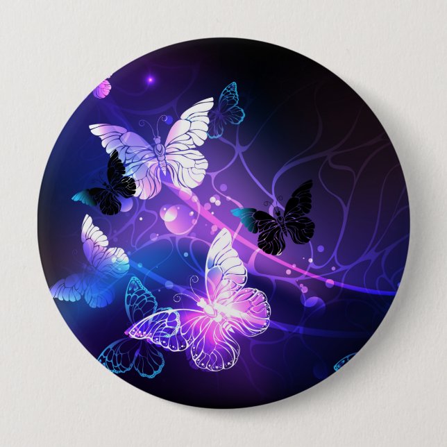 Background with Night Butterflies 10 Cm Round Badge (Front)
