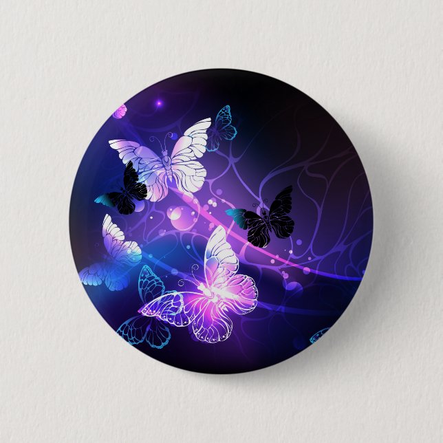 Background with Night Butterflies 6 Cm Round Badge (Front)
