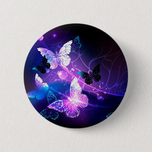 Background with Night Butterflies 6 Cm Round Badge
