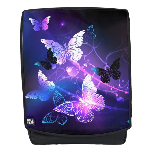 Background with Night Butterflies Backpack (Front)