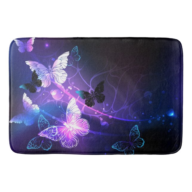 Background with Night Butterflies Bath Mat (Front)