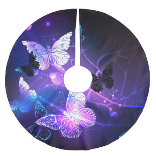 Background with Night Butterflies Brushed Polyester Tree Skirt
