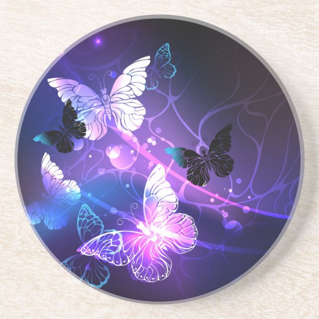 Background with Night Butterflies Coaster (Front)