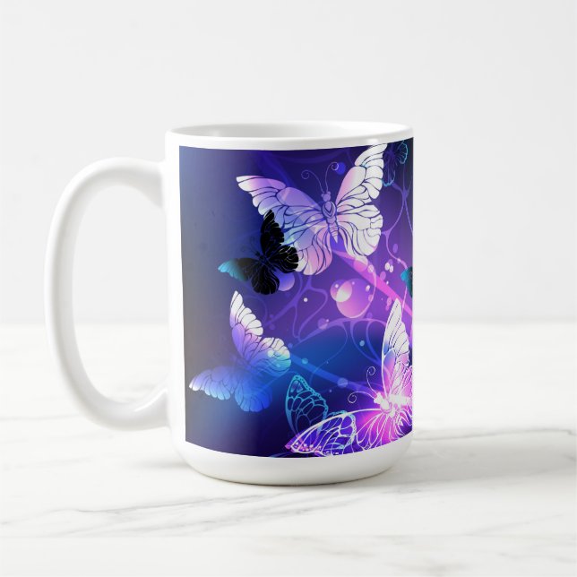 Background with Night Butterflies Coffee Mug (Left)