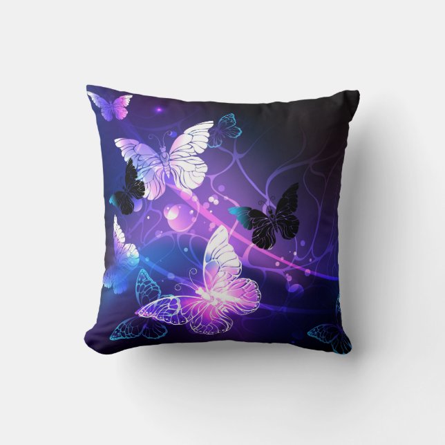 Background with Night Butterflies Cushion (Front)